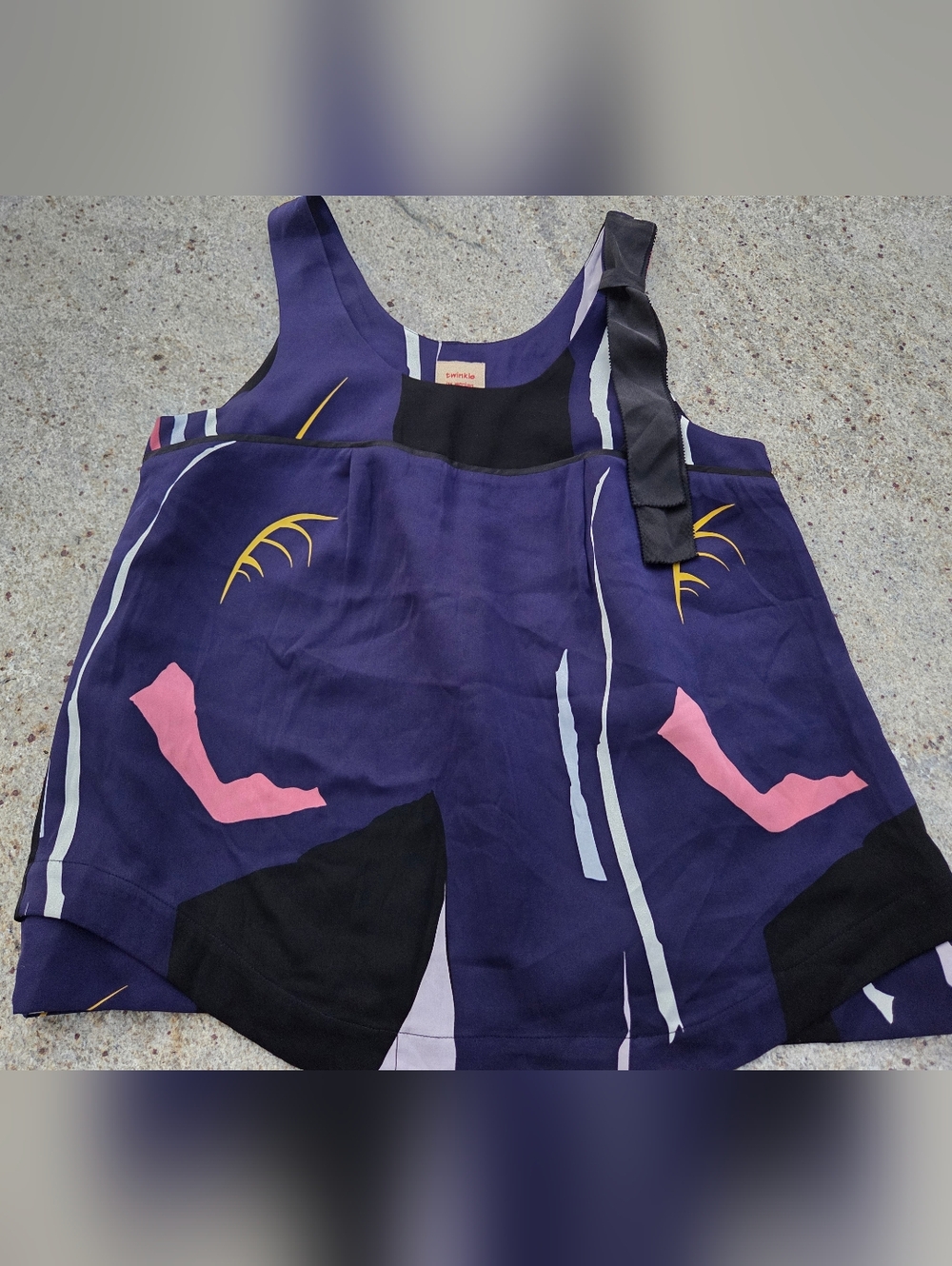 Twinkle by Wenlan - Black & Navy Silk Tank. Size 10
